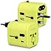 Produktbild kwmobile Reiseadapter 4 USB Ports 3A Typ C Port - Universal Reise Adapter Steckdosen Stecker - Reisestecker Steckdosenadapter 150 Länder - Grün