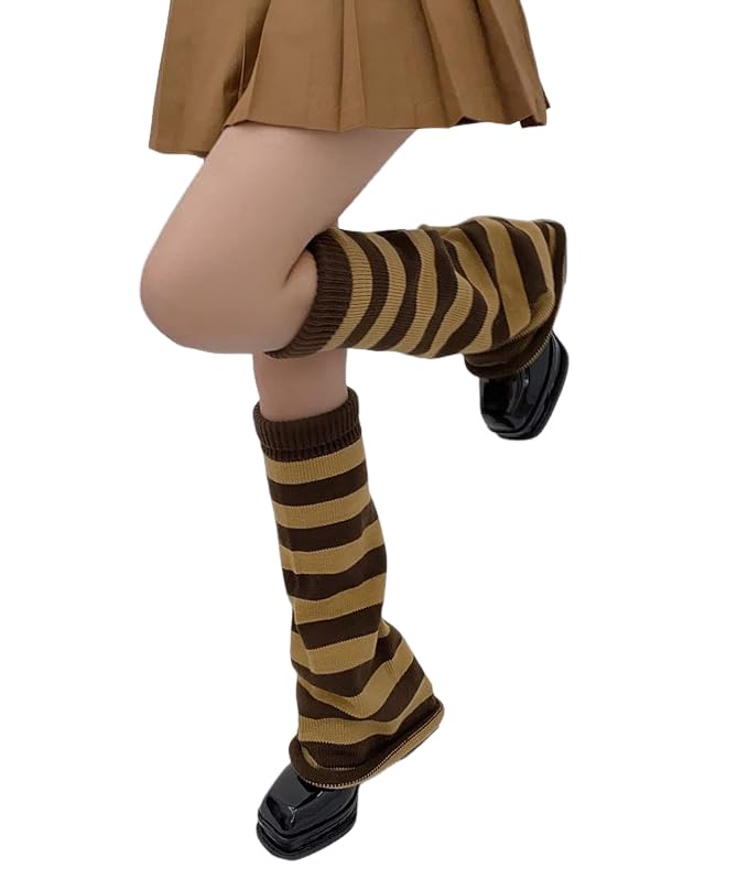 Image of WODECASA Girls Kawaii Leg Warmers Knitted Flared Leg Sleeves Goth Crochet Baggy Cuff Ankle Heap Socks