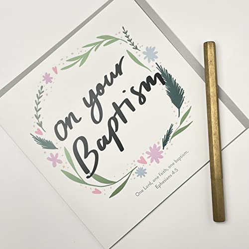 Old English Co. Cute Baptism Card For Boy Or Girl - Floral Religious Card For Special Day Celebration - For Godson, Goddaughter, Niece, Nephew, Grandchild | Blank Inside With Envelope #TOP2
