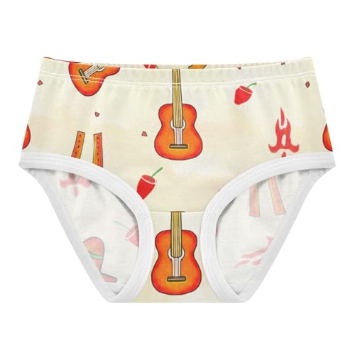 Girls Underwear Toddlers 2t Cotton Cute Panties Girl Animal Briefs Underpants Mexican Style Guitars Beige