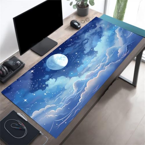 Alfombrilla ratón XXL de cielo estrellado brillante de 600x400x2mm con base antideslizante