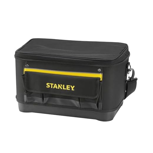 Stanley Werkzeugtasche (12 Zoll, 30 x 25 x 13 cm, robuste, kompakte Tasche für Werkzeuge, Trage aus 600 x 600 Denier Nylon, strapazierfähige Konstruktion) 1-93-330, Sortiert 7 Stanley Werkzeugtasche (mit Dokumentenfach, 600 Denier Nylon, Kunststoffboden, verstellbarer Schultergurt) 1-96-193