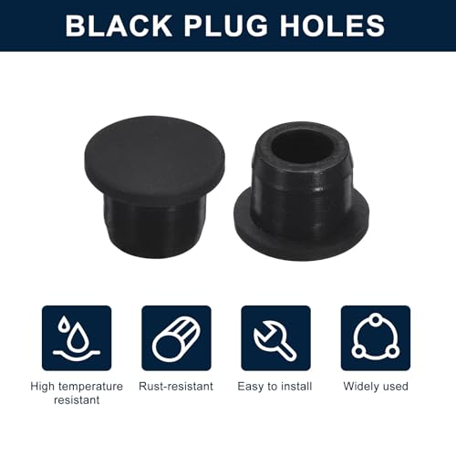 Image of uxcell 12 Pieces Black Plug Holes, H13 Waterproof Rubber Button Plug for 13mm / 0.51 inch Hole