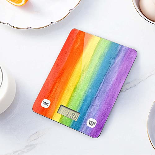 Digital Food Scale Scale For Food Ounces And Grams Kitchen Scale For Cooking And Baking Waterproof Glass Multicolor Surface（Battery Not Included） - Colorful Rainbow #TOP4
