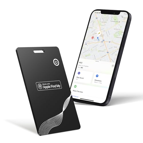 Tarjeta de Seguimiento de Cartera, Funciona con la aplicación Apple Find My (sólo iOS), Anti-clonación, Impermeable IP68, buscador de artículos GPS Delgado Recargable para Maletas, Equipaje, Llave
