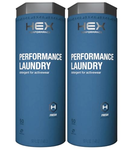 HEX Performance Laundry Detergent, Fresh & Clean, 100 Loads (Pack of 2) - Designed for Activewear, Eco-Friendly, Concentrated Formula