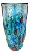 Exquisite Glass Decor New 12" Hand Blown Glass Murano Art Style Vase Blue Italian Millefiori Multicolor