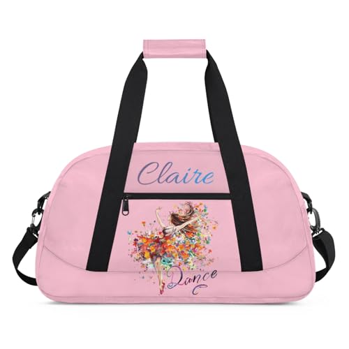 Dance Duffle-Bag for Teens Girls,Custom Ballet-Bag for Dancer,Carry-on Lightweight for Travel-Duffle,Overnight,Workout Black White Red Grey Football Brandon