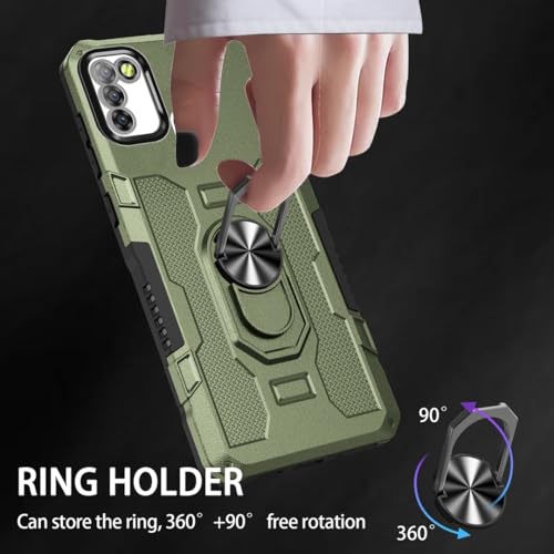 Coque Infinix Smart 5 rigide verte avec anneau de support antichoc