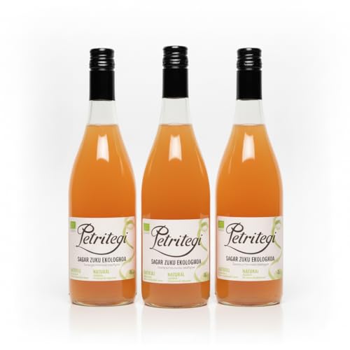 Zumo Petritegi – Zumo de Manzana 100% Natural, Artesanal y Fresco | Fuente de Vitamina C | Sin Alcohol ni Azúcares Añadidos | Mosto Flor (Pack 3)