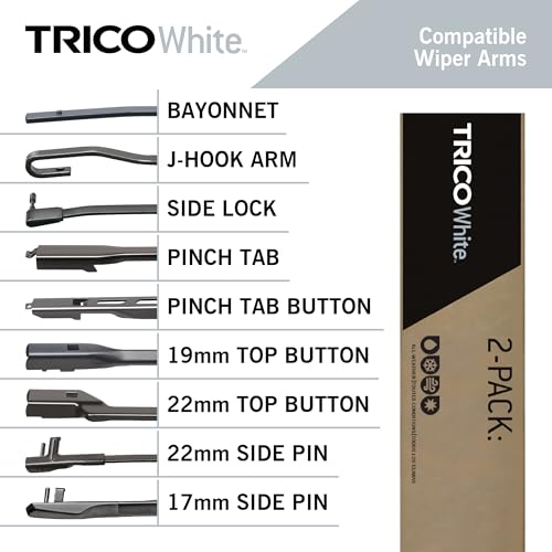 Image of TRICO White 24 inch + 21 inch Extreme Weather Premium Winter Automotive Replacement Windshield Wiper Blades (Set of 2), Passenger and Driver Side All-Weather Beam Wiper Blades for Select Vehicle Models