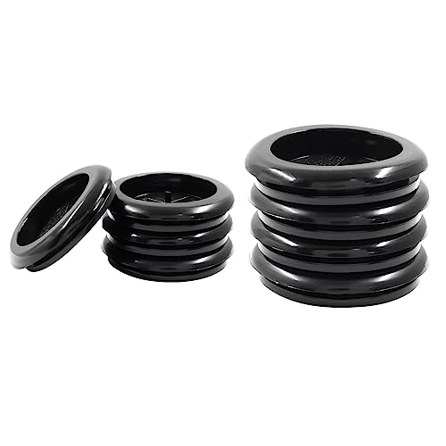 Unlorspy Kit de 20 ojales de goma redondos negros, diámetro interior de 20 mm, agujero de taladro de 25 mm, tapón de agujero cerrado sólido para protección de cables