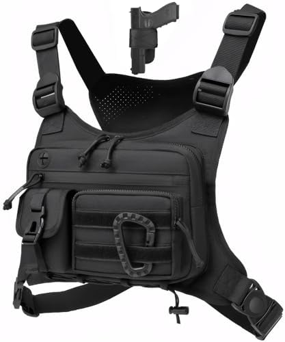 Muserise Outdoor Chest Bag For Men and Women, Tactical Vest For Running, Cycling, EDC Chest Pack Rig For Sports and Workouts