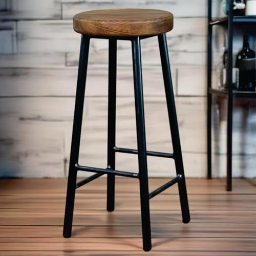 OFHEQEUWIN Bar Stools,Round Bar Chairs with Footrest Stools Set,Counter Height, Bar Stools for Kitchen Island, Industrial Kitchen Bar Chairs, for Dining Room, Kitchen-D Brown
