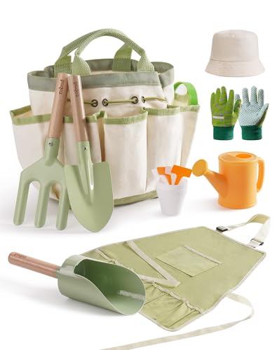 ROBUD Kids Gardening Set, 18 PCS Toddler Garden Tools Kit with Apron, Gloves, Shovel, Fork, Watering Can, Cylinder Scoop, Outdoor Educational Toys for Boys & Girls Ages 3+ 1 ROBUD Kids Gardening Set, 18 PCS Toddler Garden Tools Kit with Apron, Gloves, Shovel, Fork, Watering Can, Cylinder Scoop, Outdoor Educational Toys for Boys & Girls Ages 3+