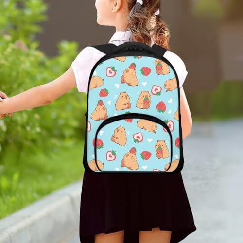 Capybara Backpacks for Girls 4-6 Cute Strawberry Cute Bookbag for Toddler Girls 12 Inch Knapsack Portable School Backpack Kindergarten Toddlers Gifts2