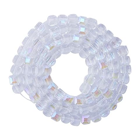 Square Crystal Bead, 100 Pieces 8mm Glaze Glass Beads for Jewelry Earring Necklace DIY Making Accessories Cover