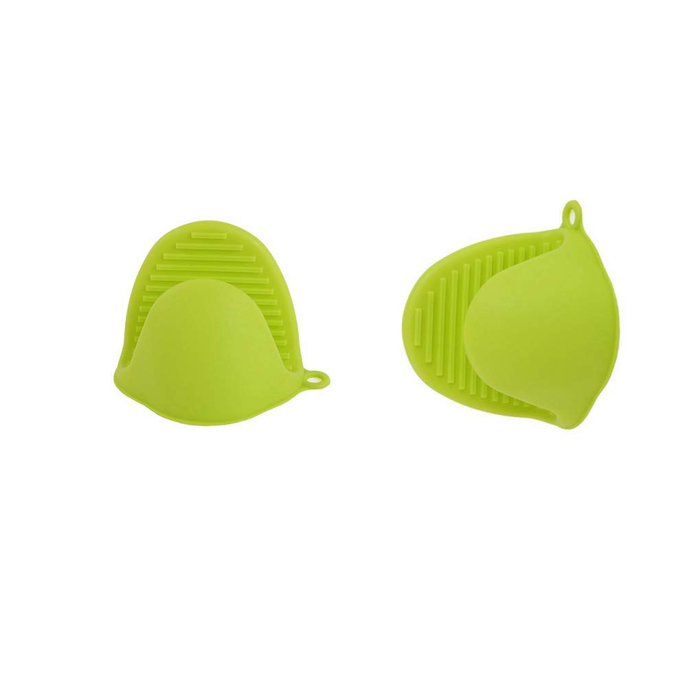 Silicone Pot Holder,Mini Oven Mitt Kitchen Cooking Baking Potholders Heat Resitant Solution,1 Pair (green)