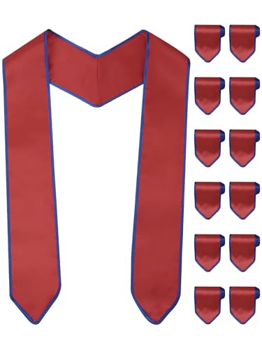 TFTAFAN Bulk 12 Pack Blank Graduation Stoles Sash - 70 Unisex Customizable for 2025 High School & College Ceremonies (Red and blue 70 inch)