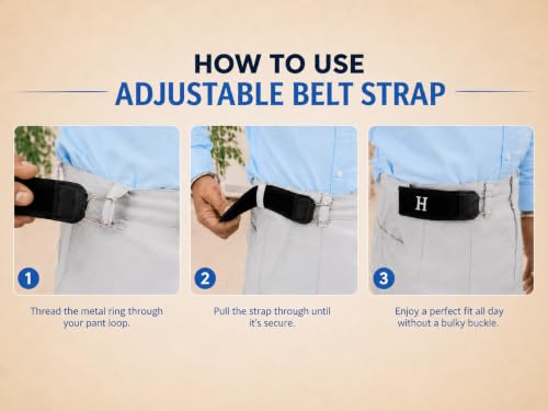 Image of 2PCS Buckleless Belt Hook Set | Elastic Waist Belt with Metal Hook & Hook Loop Closure | Invisible Stretch Waistband for Jeans, Trousers, Workwear & Daily Use