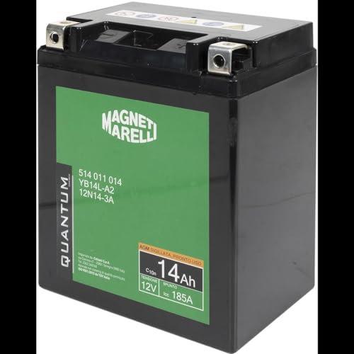 Quantum Energy Batería Magneti Marelli para motocicletas y scooters, 14 Ah, 12 V, 185 A, sellada, tecnología AGM, polo positivo izquierdo