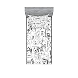 Ambesonne Gamer Themed Home and Dorm Decor Bedding Set with Sheet & Covers Monochrome Sketch Style Gaming Racing Video Games Geek Teen 90's Art Print Decorative Bedroom with Sham, Twin, Charcoal Black