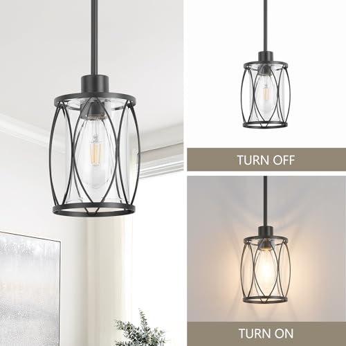Image of Glass Pendant Lights Kitchen Island Black, 1 Pack
