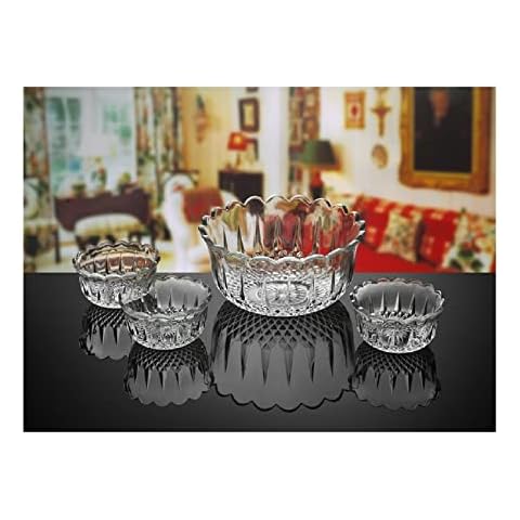 7 Piece Glass Bowls Set Opera Decorative Round Glass Fruit Triffle Salad Bowls Trifle Dessert Bowls Sundae Ice Cream Crystal Look Dishes Appetiser Starter Prawn Cocktail Pudding Serving Bowls Set Cover