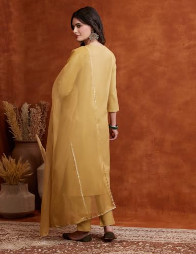 Image of Amazon Brand - Myx Women's Embroidered Kurta Set With Dupatta | Cotton Blend (Available In Plus Sizes)