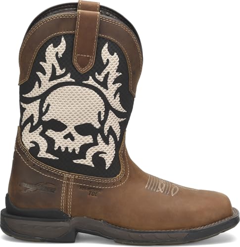 PHANTOM RIDER DOUBLE-H Witness 11" Wide Square Composite Toe Roper Boots for Men with Thomas Brown Leather and Original Design Textile and TPU Shaft2