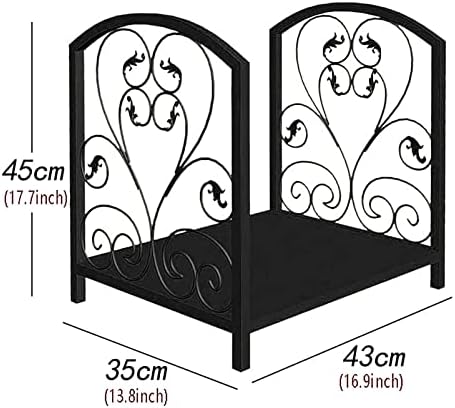 Heavy Duty Firewood Rack Stand 17.7" - Wrought Iron Log Holder for Indoor & Outdoor Wood Storage, Durable Wood Stacker Shelf, Stylish Gold Finish