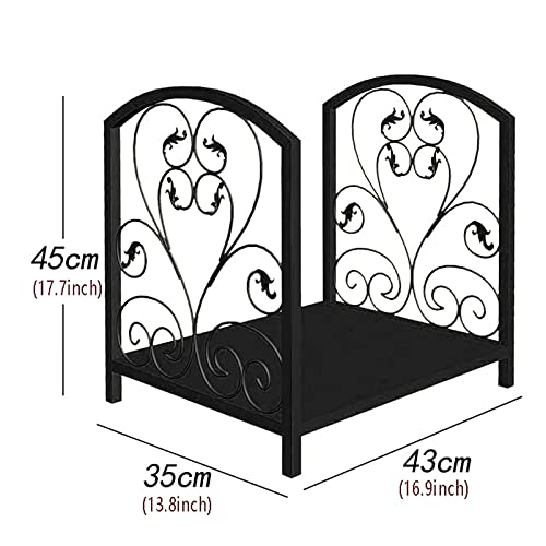 Uxhbla Scroll Firewood Rack Stand 17.7Inch, Heavy Duty Log Rack Holder Wrought Iron Wood Stacker Indoor Outdoor Wood Storage Shelf (Color : Gold) #TOP3