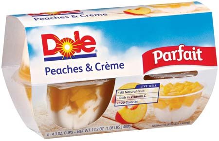 Dole Fruit Bowls Parfait Peaches & Creme 4.3 Oz - 6 Pack