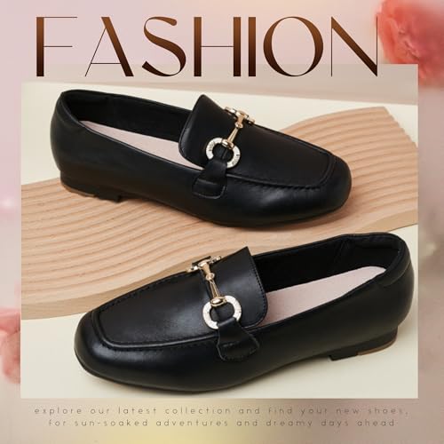 Image of DeYashopin Womens Loafers Shoes Fashion Low Heel Slip on Shoes Comfortable Driving Flats