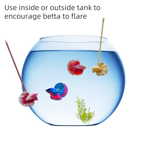 Image of 1 Pack Interactive Betta Fish Flare Stick Toy for Betta Tanks - Simulated Betta Training Teasing Toy for Betta Color Grow and Good Behavio (Red)