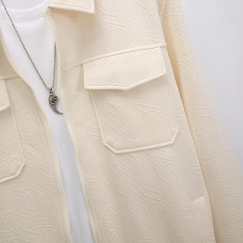 Mens Jacket Fall Winter Lapel Warm Retro Zip Up Long Sleeve Coat - image 6