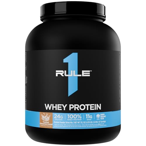 Image of Rule 1 Proteins Whey Protein - 24g Fast-Acting Protein from All-Whey Sources with Naturally Occurring EAAs & BCAAs for Workout Recovery or Anytime Use (5 Pounds, Toasted Cinnamon Cereal)