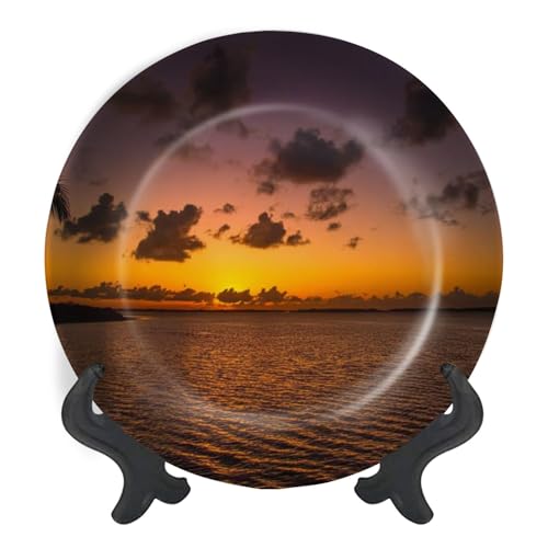 Decorative Plates for Display Florida Keys sunset sea Gift Plates Ceramic Collections Plates Hanging Artwork for Living Dining Room Kitchen Souvenir