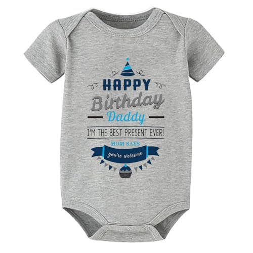 Happy Birthday Daddy Baby Romper Short Sleeve Baby Boys One-piece Rompers White Infant Clothes