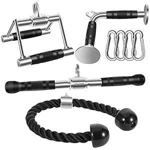 Tricep Press Down Cable Machine Attachment, Made of Heavy Duty Solid Steel, LAT Pulldown Attachments, Home Gym Accessories, Double D Handle, V Bar, Tricep Rope, Pull Down Bar