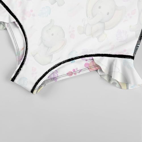 Image of Girls One Piece Swimsuit Cute Alpacas Hearts Stars Ruffles Swimwear Bathing Suits 3-12 Years