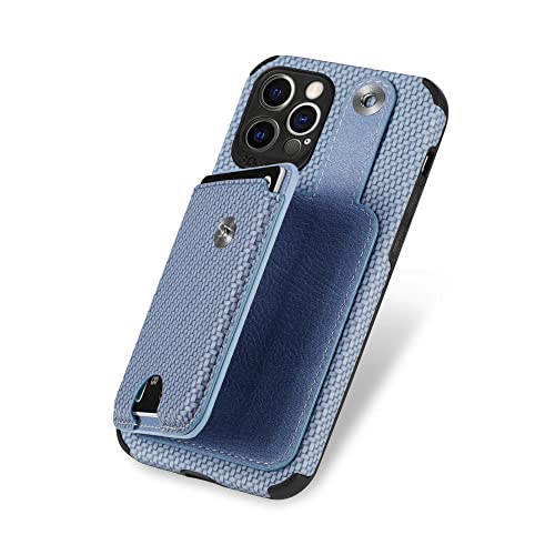 Étui portefeuille iPhone 14 Pro Max en fibre de carbone et cuir chic - 5