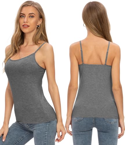 Image of Air Curvey 4 Pack Camisole Tops for Women Basic Undershirt Tanks Adjustable Spaghetti Straps Camis Seamless Soft Layering Top
