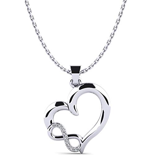 Preisvergleich Produktbild Entzückender Anhänger aus 925 Silber mit Zirkonia Steinen - Herzanhänger - Unendlichkeitszeichen Anhänger mit Swarovski Kristallen - Silberkette für Damen - Geschenktipp + 45cm Kette und Luxusetui