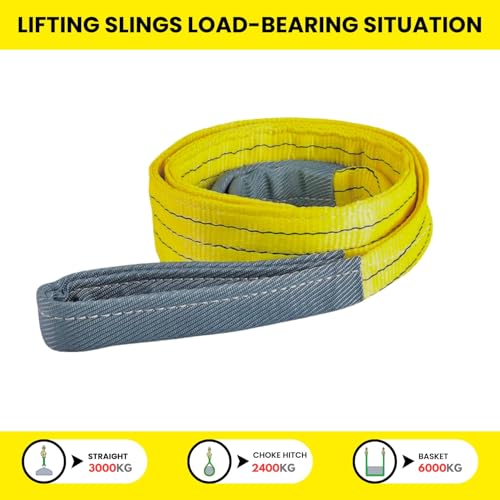 Image of Conclood India Polyester Webbing Sling | Lifting Belt | Yellow Colour | Use for Handling materials in warehouses & logistics | Lifts & secure heavy loads (3 Ton 1 Meter).