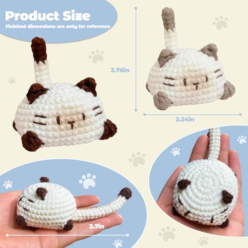 Image of JueRum Cat Crochet Kit for Beginners,Learn to Crochet Beginner Crochet Kit for Adults, Amigurumi Crochet Animals Cat Crafts Knitting Kit with Step-By-Step Video Tutorials