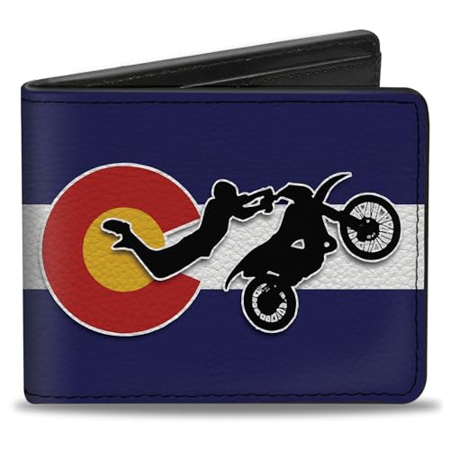 Buckle-Down Men's Wallet, Bifold, Colorado Freestyle Motocross Superman, Vegan Leather, 4.0