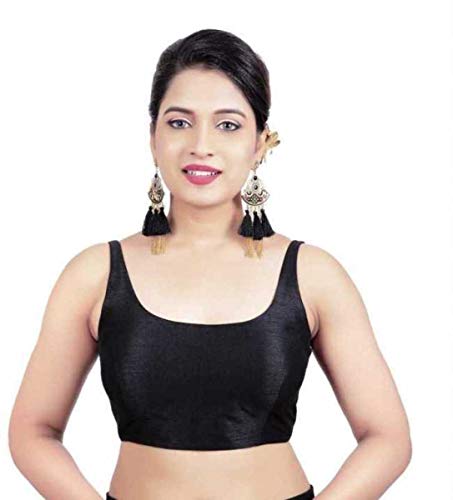 Saree Blouse Party Wear Sleeveless Readymade Blouse Saree Designer Blouse Saree Padded Blouse for Saree Crop Top Choli 213 Black
