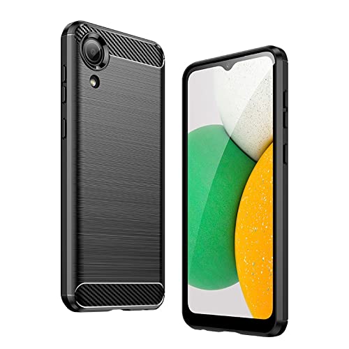 Image of FitSmart Shockproof Hybrid TPU Carbon Fiber Flexible Zebra Back Cover for Samsung Galaxy A03 Core /SM-A032F, SM-A032F /DS - Black