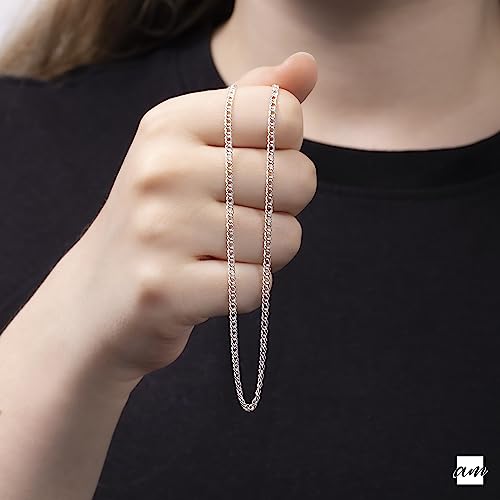 Amberta Women 925 Sterling Silver 2.3 mm Rhombus Curb Chain Necklace - Image 5